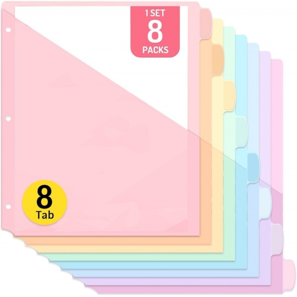 Tab Divider A4 - 8 pièces, intercalaires de classeur A4,