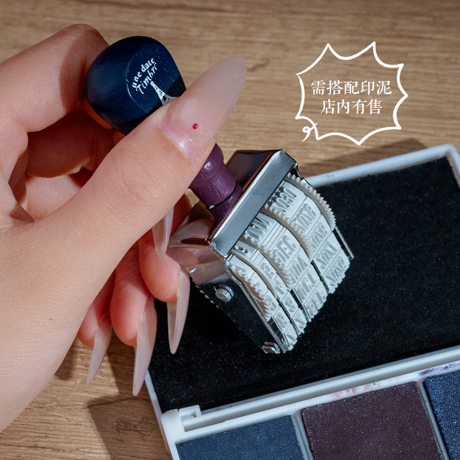 Rubber Date Stamp - 1 pièces rétro rouleau en bois